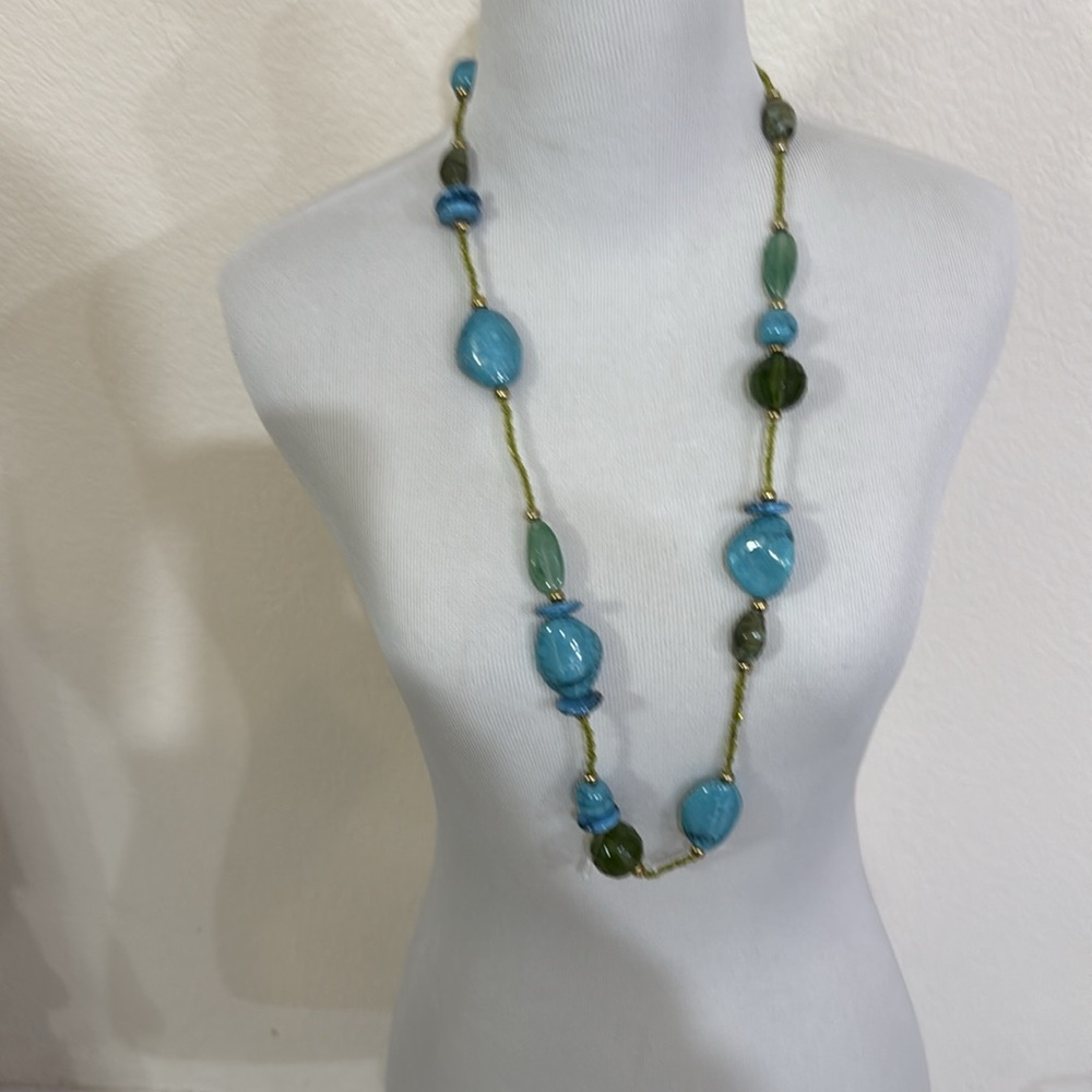 Turquoise and Green Beaded Necklace